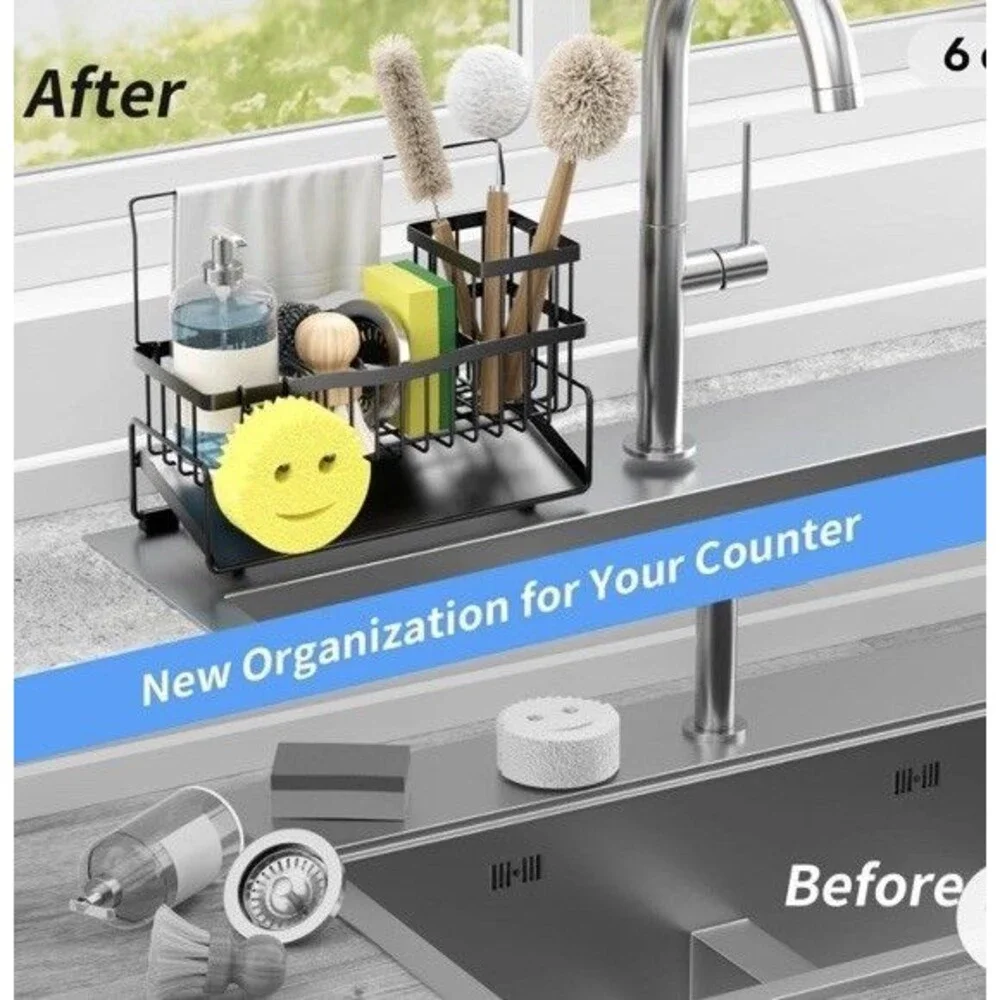 Adurei Sponge Holder for Kitchen Sink 304 Stainless Steel Self-Draining Sink Cad